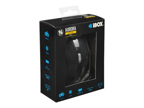iBOX Aurora A-1 - Mus - optisk - 6 knappar - kabelansluten - USB - svart