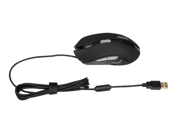iBOX Aurora A-1 - Mus - optisk - 6 knappar - kabelansluten - USB - svart