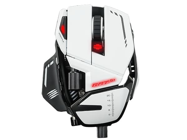 Mad Catz R.A.T.8+ - Mus - optisk - 11 knappar - kabelansluten - USB - vit