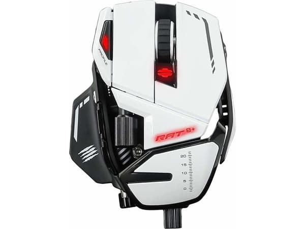 Mad Catz R.A.T.8+ - Mus - optisk - 11 knappar - kabelansluten - USB - vit