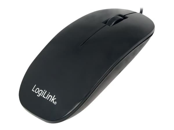 LogiLink Slim - Mus - høyre- og venstrehåndet - optisk - 3 knapper - kablet - USB - svart Sort