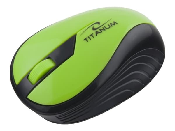 Titanum Rainbow 3D - Mus - optisk - 3 knapper - trådløs - 2.4 GHz - USB trådløs mottaker - grønn Sort, Grønn