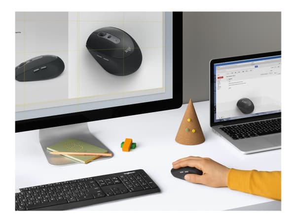 Logitech M590 Silent - Mus - högerhänt - optisk - 7 knappar - trådlös - Bluetooth, 2.4 GHz - trådlös USB-mottagare - grafitton