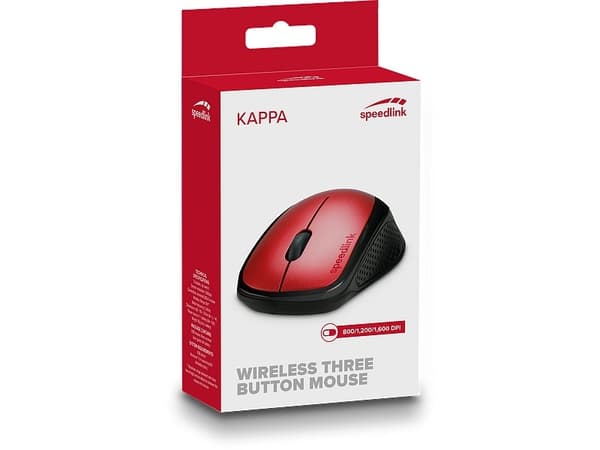SPEEDLINK Kappa, Oikeakätinen, Optinen, Langaton RF, 1600 DPI, Musta, Punainen