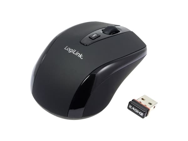 LogiLink Maus Optinen langaton 2.4 GHz Mini - Mus - optisk - 3 knapper - trådløs - 2.4 GHz - trådløs modtager (USB) - sortti
