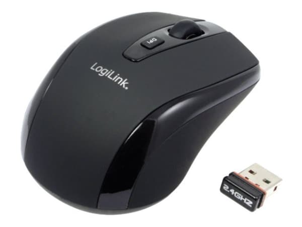 LogiLink Maus Optinen langaton 2.4 GHz Mini - Mus - optisk - 3 knapper - trådløs - 2.4 GHz - trådløs modtager (USB) - sortti
