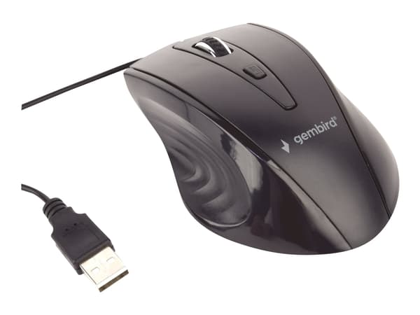 Gembird MUS-4B-02, Oikeakätinen, Optinen, USB, 1200 DPI, Musta