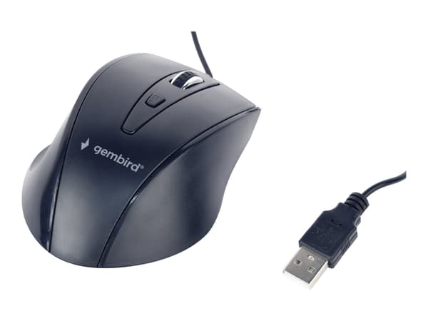 Gembird MUS-4B-02, Oikeakätinen, Optinen, USB, 1200 DPI, Musta musta