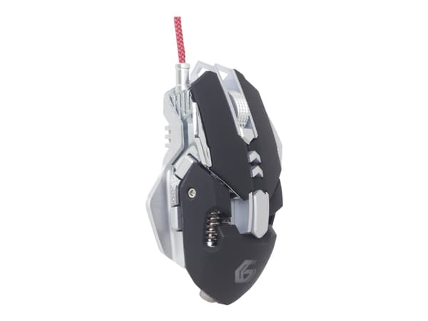 Gembird MUSG-05 - Mus - ergonomisk - optisk - 7 knappar - kabelansluten - USB 2.0 Svart, Silver