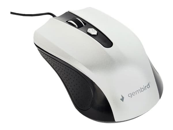 Gembird MUS-4B-01-BS - Mus - optisk - 4 knappar - kabelansluten - USB - svart, silver