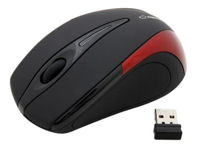 Esperanza EM101R - Mus - optisk - 3 knappar - trådlös - 2.4 GHz - trådlös USB-mottagare - röd Svart, Röd