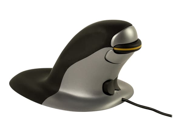 Fellowes Penguin Small - Vertikal mus - höger- och vänsterhänta - laser - kabelansluten - svart/silver