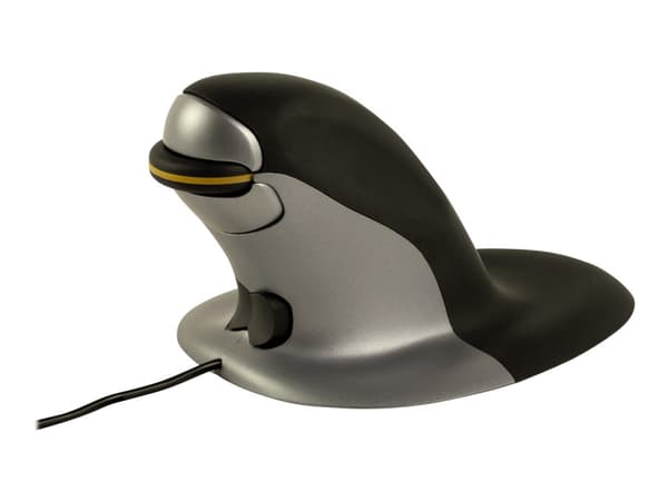 Fellowes Penguin Small - Vertikal mus - höger- och vänsterhänta - laser - kabelansluten - svart/silver