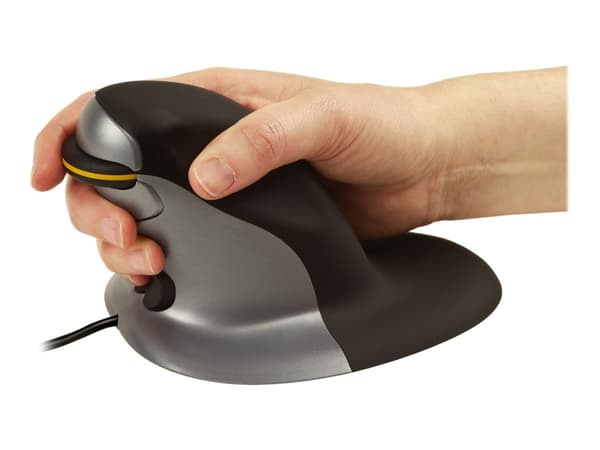 Fellowes Penguin Small - Vertikal mus - höger- och vänsterhänta - laser - kabelansluten - svart/silver