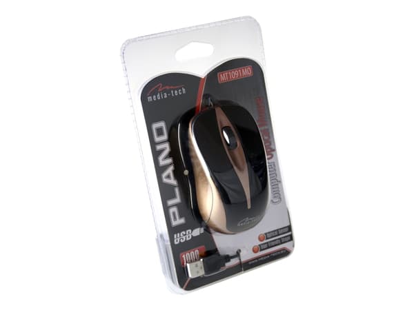 Media-Tech PLANO MT1091MO - Mus - ergonomisk - optisk - 3 knapper - kablet - USB