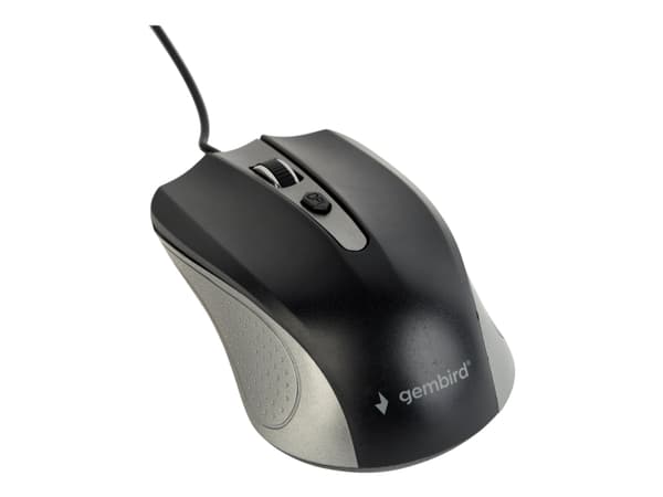 Gembird MUS-4B-01-GB - Mus - optisk - 4 knappar - kabelansluten - USB - rymdgrå/svart - blåsa