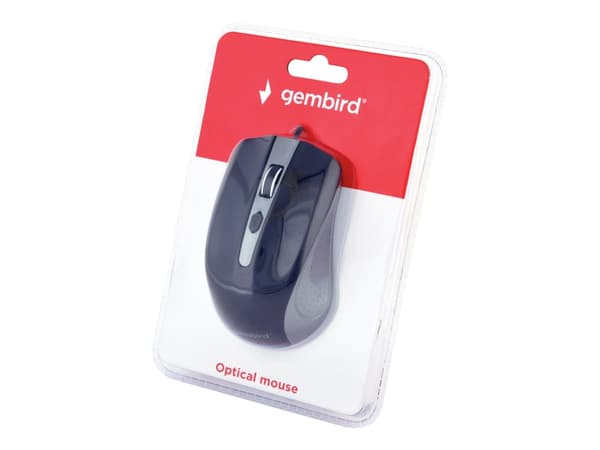 Gembird MUS-4B-01-GB - Mus - optisk - 4 knappar - kabelansluten - USB - rymdgrå/svart - blåsa