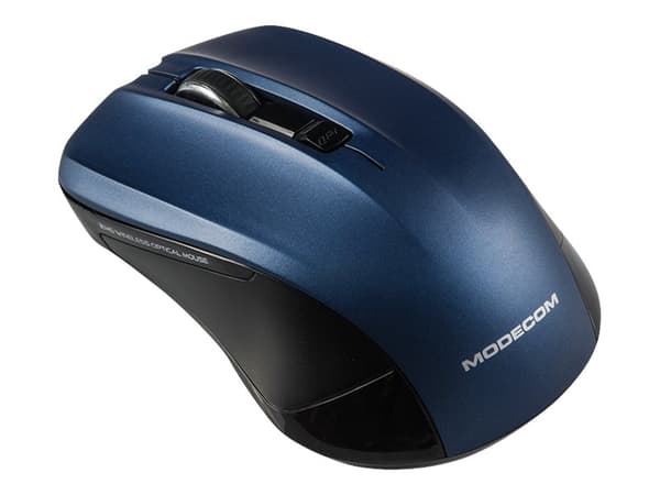 ModeCom MC-WM9.1 - Mus - ergonomisk - optisk - 4 knappar - trådlös - 2.4 GHz - trådlös USB-mottagare - svart och blå Svart, Blå