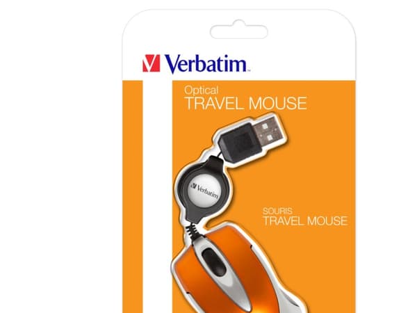 Verbatim Go Mini Optical Travel Mouse - Mus - höger- och vänsterhänta - optisk - kabelansluten - USB - vulkanorange