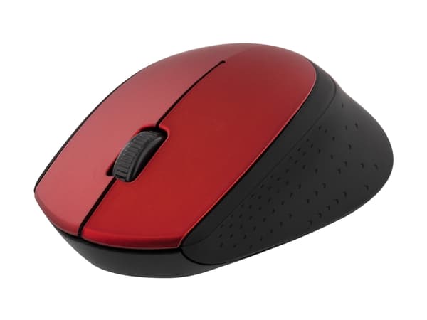 DELTACO MS-462 - Mus - optisk - 3 knapper - trådløs - 2.4 GHz - USB trådløs mottaker - rød