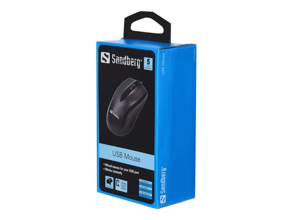 Sandberg USB Mouse, Oikeakätinen, Optinen, USB A-tyyppi, 1200 DPI, Musta