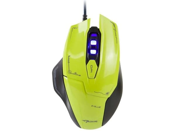 E-blue Mazer M642, högerhand, Optisk, USB Type-A, 2500 DPI, Grön