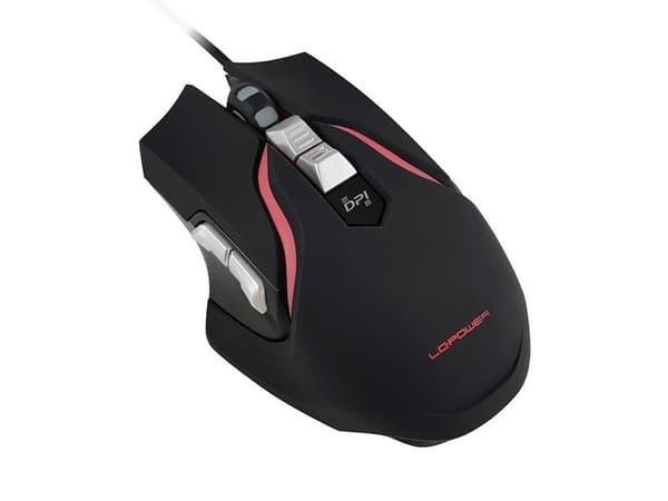 LC-Power m715B, Oikeakätinen, Optinen, USB A-tyyppi, 4000 DPI, Musta, Hopea