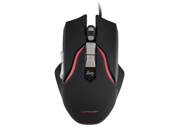LC-Power m715B, Oikeakätinen, Optinen, USB A-tyyppi, 4000 DPI, Musta, Hopea