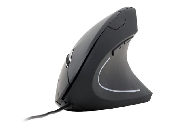 Gembird MUS-ERGO-01 - Vertikal mus - ergonomisk - optisk - 6 knappar - kabelansluten - USB - svart