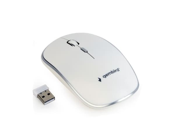 Gembird MUSW-4B-01-W - Mus - optisk - 4 knappar - trådlös - 2.4 GHz - trådlös USB-mottagare - vit - blåsa