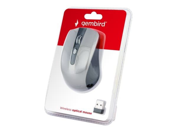 Gembird MUSW-4B-04-BG, Oikeakätinen, Optinen, Langaton RF, 1600 DPI, Musta, Harmaa musta, Harmaa