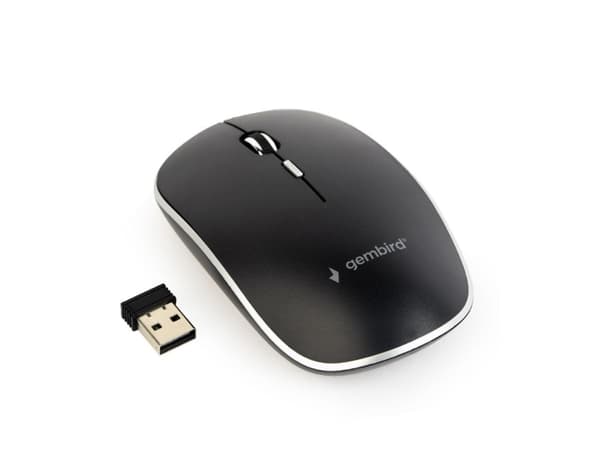 Gembird MUSW-4B-01 - Mus - optisk - 4 knappar - trådlös - 2.4 GHz - trådlös USB-mottagare - svart - blåsa
