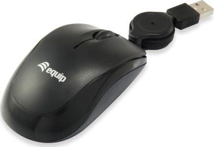 Equip 245103, Ambidextrous, Optisk, USB Type-A, 1000 DPI, Svart