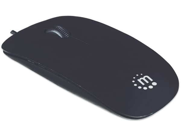 Manhattan 177658, Ambidextrous, Optisk, USB Type-A, 1000 DPI, Svart