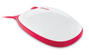 Microsoft Express Mouse - Mus - høyre- og venstrehåndet - optisk - 3 knapper - kablet - USB - hvit, rød
