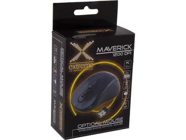 extreme MAVERICK - Mus - optisk - 3 knappar - trådlös - 2.4 GHz - trådlös USB-mottagare - svart