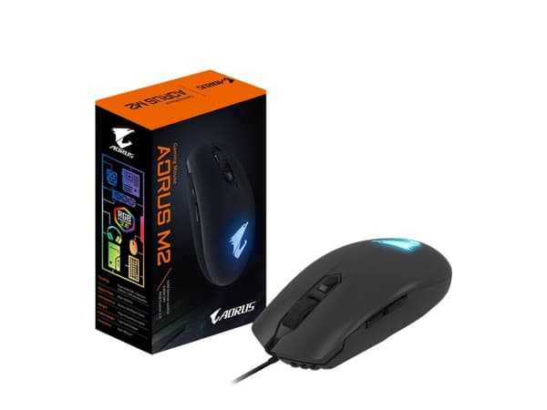AORUS M2 - Mus - höger- och vänsterhänta - optisk - 8 knappar - kabelansluten - USB - mattsvart