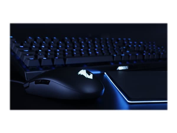 AORUS M2 - Mus - höger- och vänsterhänta - optisk - 8 knappar - kabelansluten - USB - mattsvart