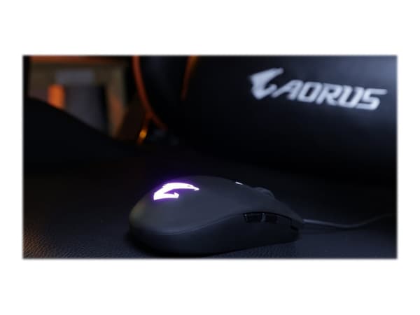 AORUS M2 - Mus - höger- och vänsterhänta - optisk - 8 knappar - kabelansluten - USB - mattsvart Svart