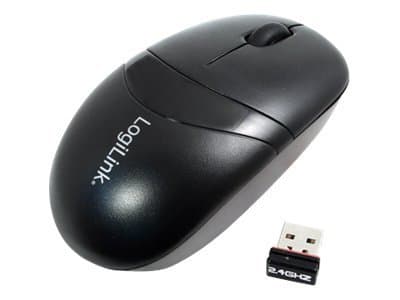 LogiLink Mini with Autolink - Mus - optisk - 3 knappar - trådlös - 2.4 GHz - trådlös USB-mottagare - svart