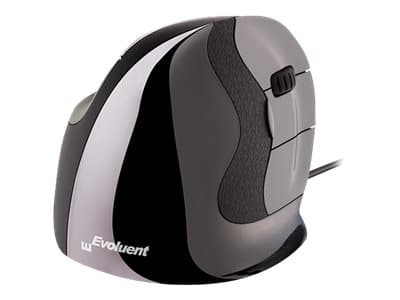 Evoluent VerticalMouse D Medium - Vertikal mus - ergonomisk - laser - 6 knapper - kablet - USB Sort, Grå