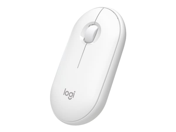 Logitech Pebble M350 - Mus - optisk - 3 knapper - trådløs - 2.4 GHz, Bluetooth - USB trådløs mottaker - elfenbenshvit