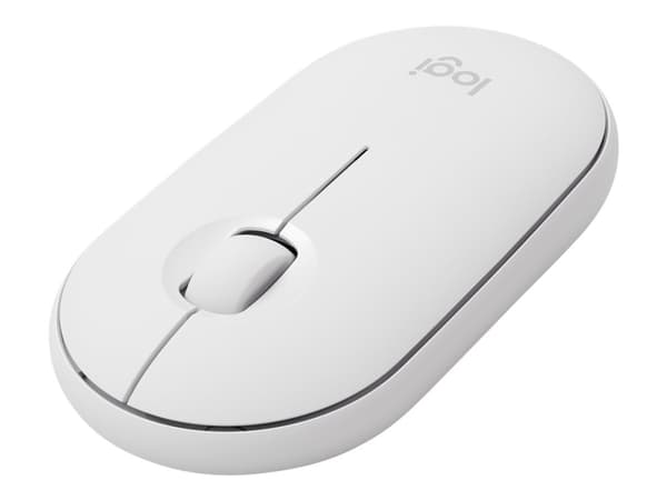 Logitech Pebble M350 - Mus - optisk - 3 knapper - trådløs - 2.4 GHz, Bluetooth - USB trådløs mottaker - elfenbenshvit
