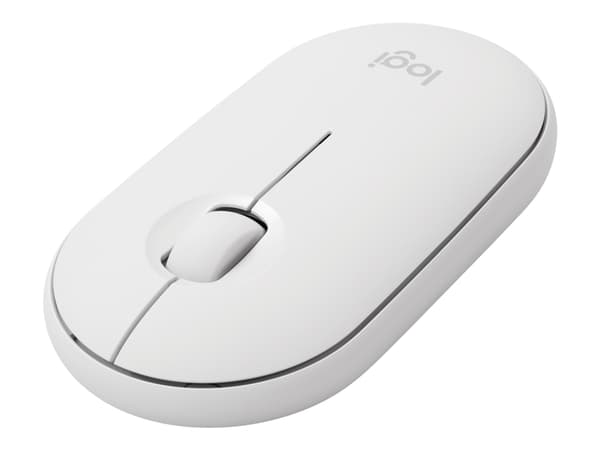 Logitech Pebble M350 - Mus - optisk - 3 knapper - trådløs - 2.4 GHz, Bluetooth - USB trådløs mottaker - elfenbenshvit
