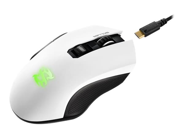Sharkoon SKILLER SGM3 - Mus - optisk - 7 knapper - trådløs, kablet - USB, 2.4 GHz - hvit Hvit