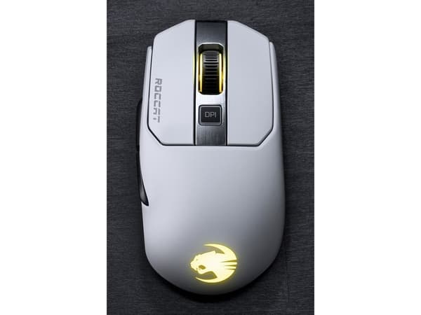 ROCCAT Kain 200 AIMO - Mus - optisk - 6 knapper - trådløs, kablet - 2.4 GHz, USB 2.0 - hvit