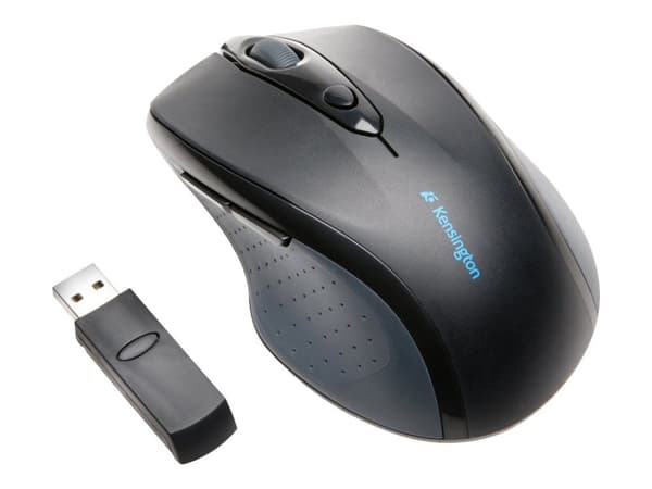Kensington Pro Fit Full-Size - Mus - høyrehendt - optisk - 6 knapper - trådløs - 2.4 GHz - USB trådløs mottaker - svart