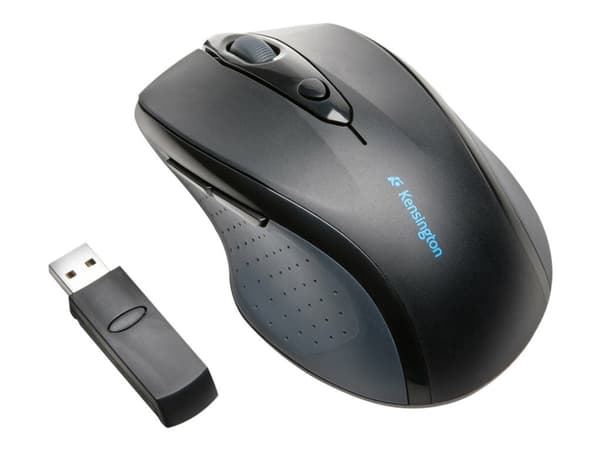 Kensington Pro Fit Full-Size - Mus - høyrehendt - optisk - 6 knapper - trådløs - 2.4 GHz - USB trådløs mottaker - svart