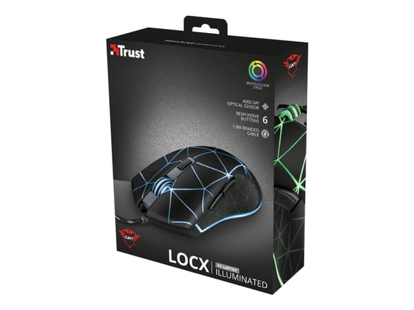 Trust GXT 133 Locx - Mus - högerhänt - optisk - 6 knappar - kabelansluten - USB