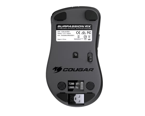 Cougar Surpassion RX - Mus - ergonomisk - optisk - 8 knappar - trådlös, kabelansluten - USB, 2.4 GHz